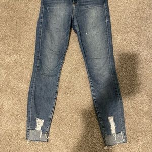 good american ripped bottom skinny jeans